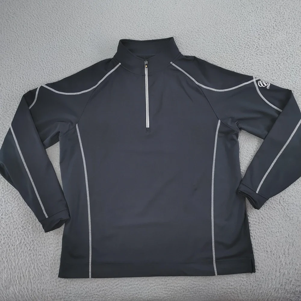 FootJoy Pullover Shirt Mens XL Black Gray Quarter Zip Golf Mock Neck Stretch